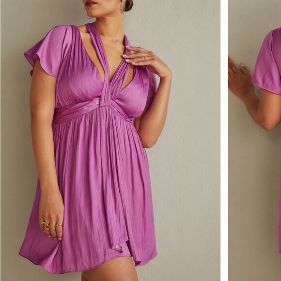 Anthropologie Dresses & Skirts - Anthropologie Deep V-Neck Vibrant Purple Dress NWT